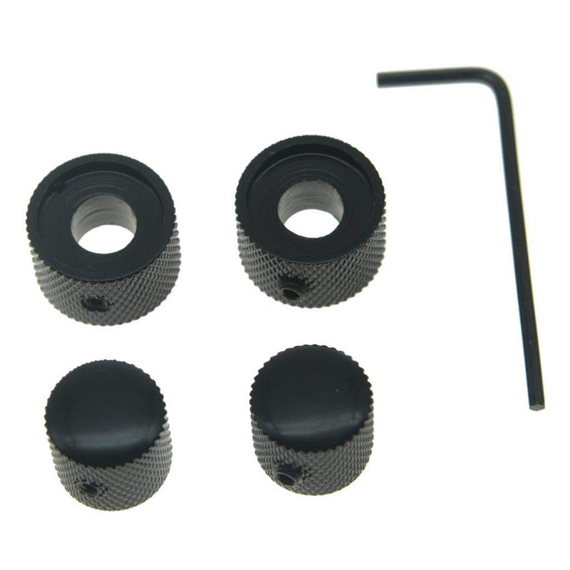 KAISH Pack of 2 Metal Dual Concentric Stacked Control Knobs Guitar Bass Parts for Electric Guitar Bass Black - Image 2